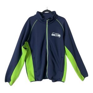 NFL Mens Seattle Seahawks Navy Green Full Zip Fleece Lined Jacket Extra Large